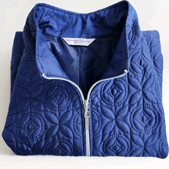 ALLISON DALEY Women Quilted Vest Navy Blue Full Zip Sz XL Layering Piece Fall - Picture 3 of 7